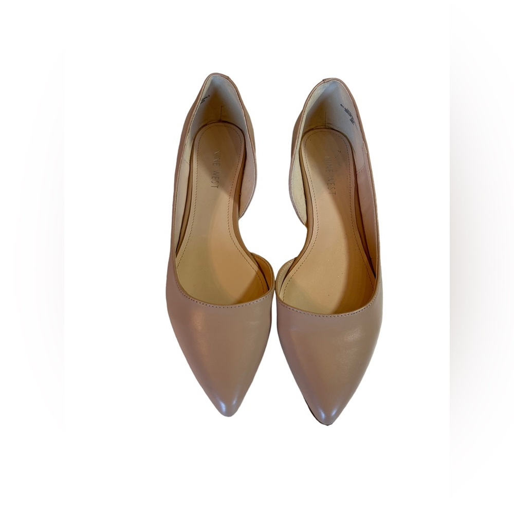 NINE WEST Women's Saige Ballet Flats slip on taupe/tan/neutral shoes size 8.5M.